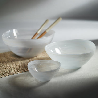 Monte Carlo Alabaster Glass Bowl - White - Bowls by Carlyle Avenue