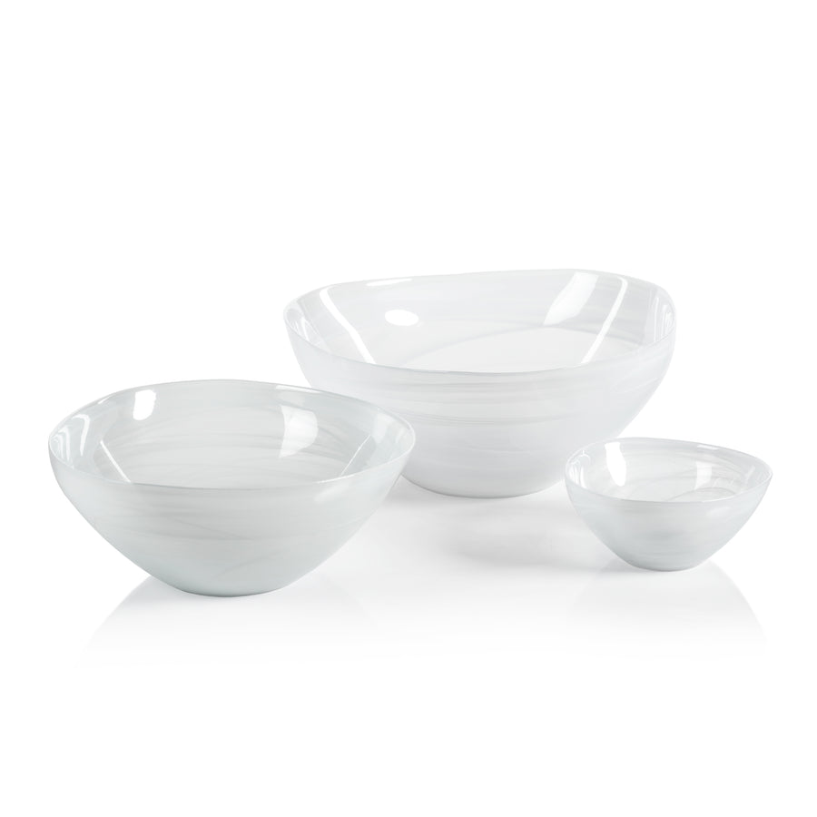 Monte Carlo Alabaster Glass Bowl - White - Bowls by Carlyle Avenue