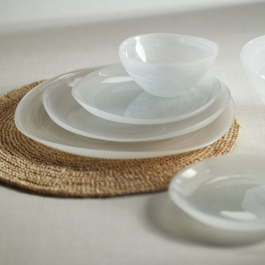 Monte Carlo Alabaster Glass Plate - White - Plates by Carlyle Avenue