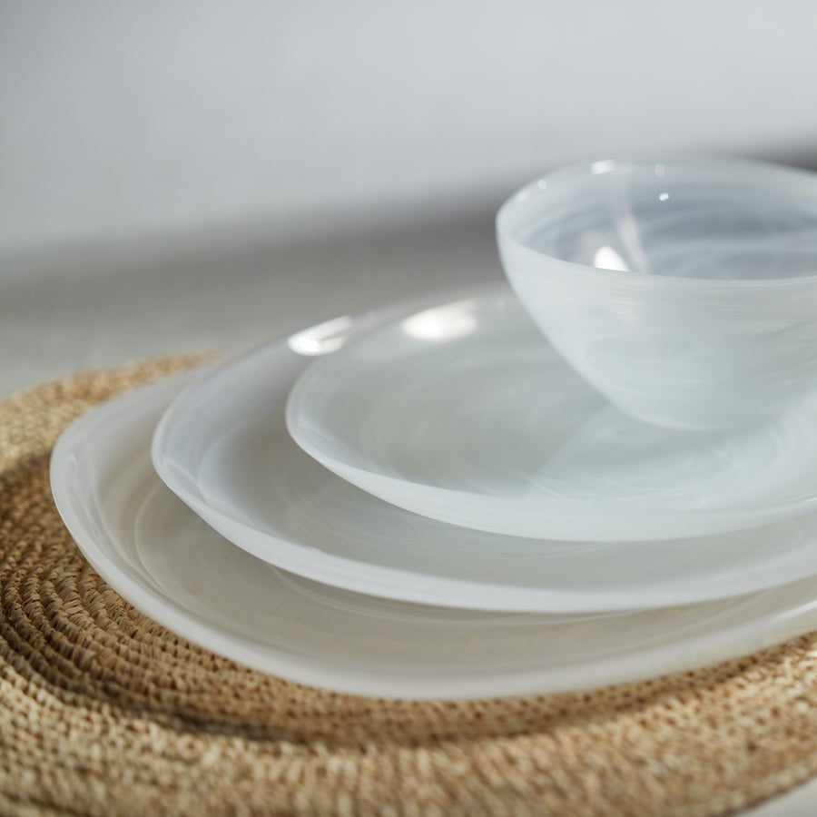 Monte Carlo Alabaster Glass Plate - White - Plates by Carlyle Avenue