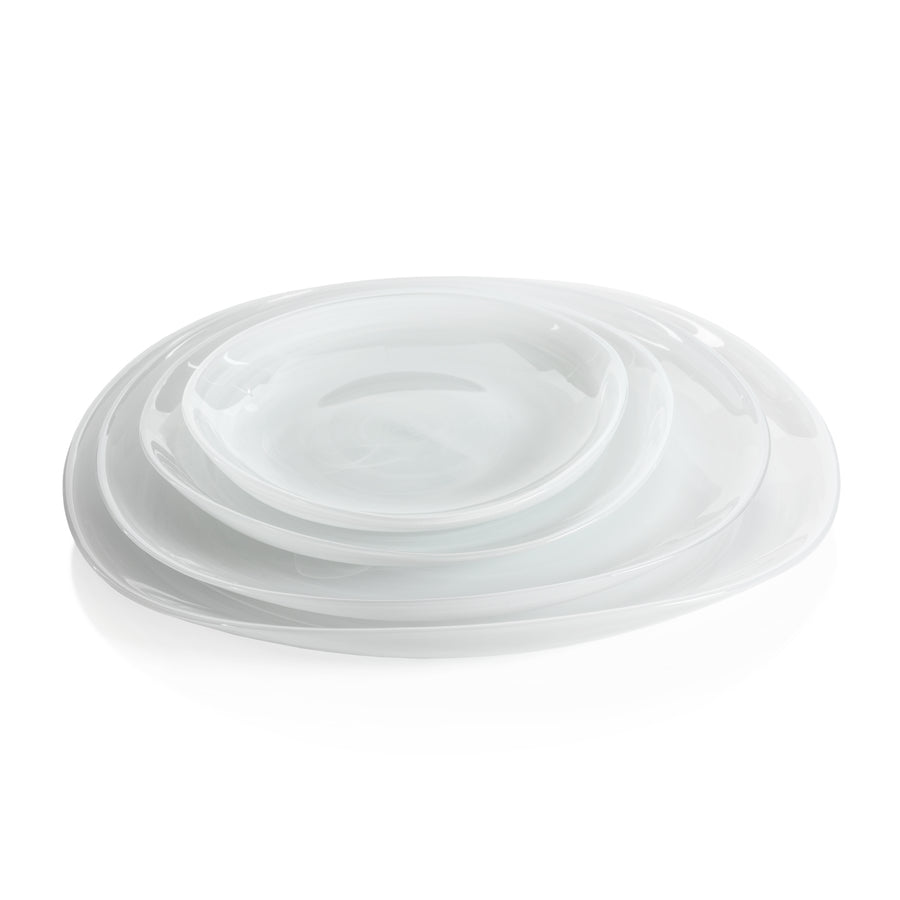 Monte Carlo Alabaster Glass Plate - White - Plates by Carlyle Avenue