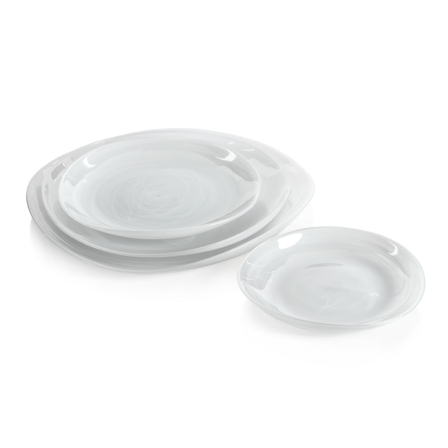 Monte Carlo Alabaster Glass Plate - White - Plates by Carlyle Avenue