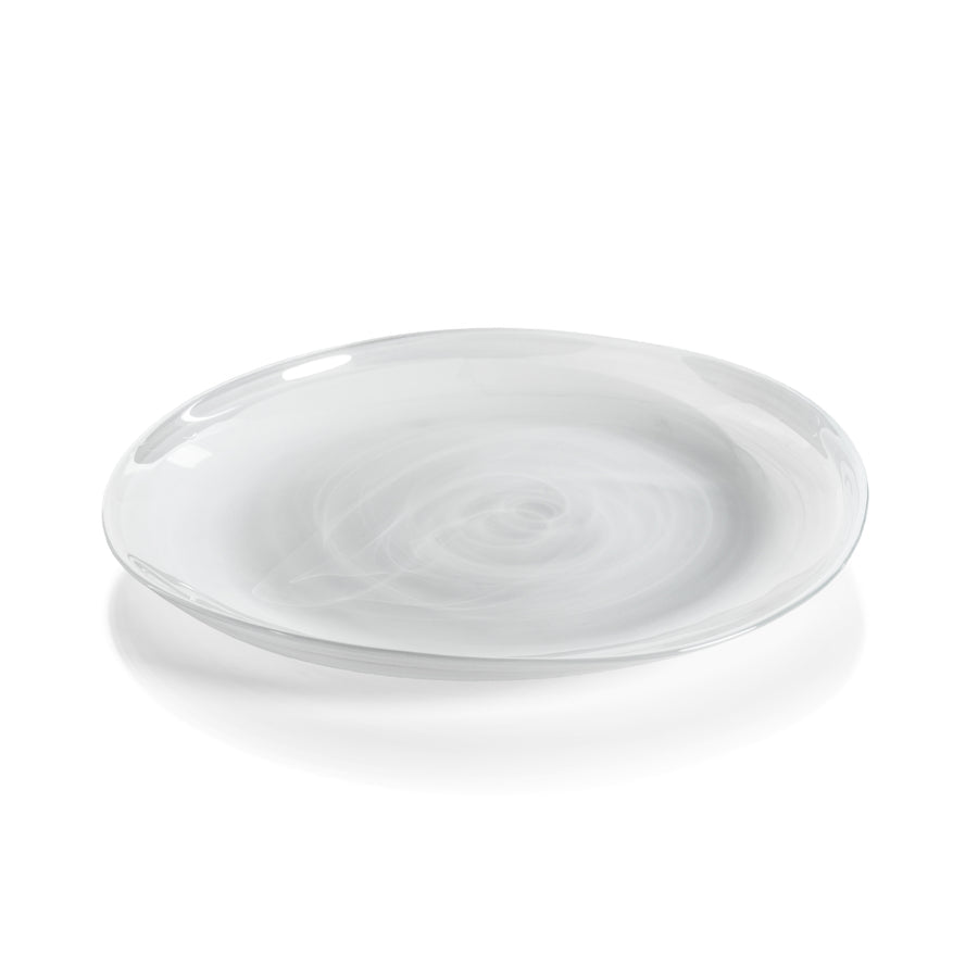 Monte Carlo Alabaster Glass Plate - White - Plates by Carlyle Avenue