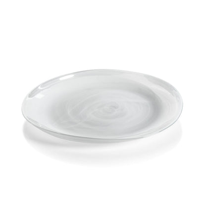 Monte Carlo Alabaster Glass Plate - White - Plates by Carlyle Avenue
