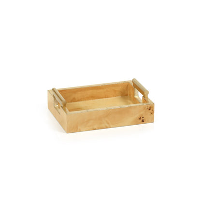 Leiden Burlwood Napkin Tray with Gold Handles - Tray by Carlyle Avenue