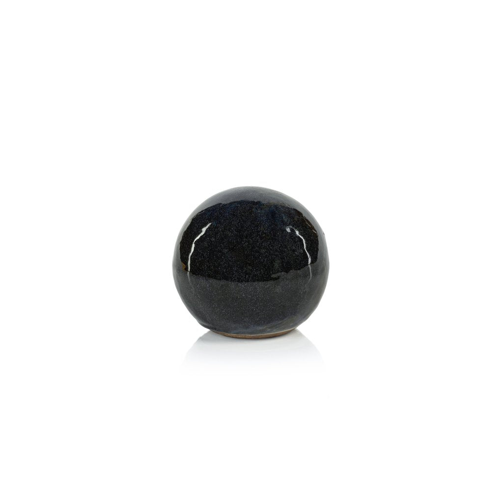 Cortez Blue-Gray Glazed Stoneware Decorative Ball - Decorative Accessories by Carlyle Avenue