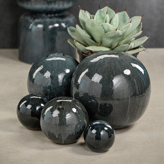Cortez Blue-Gray Glazed Stoneware Decorative Ball - Decorative Accessories by Carlyle Avenue
