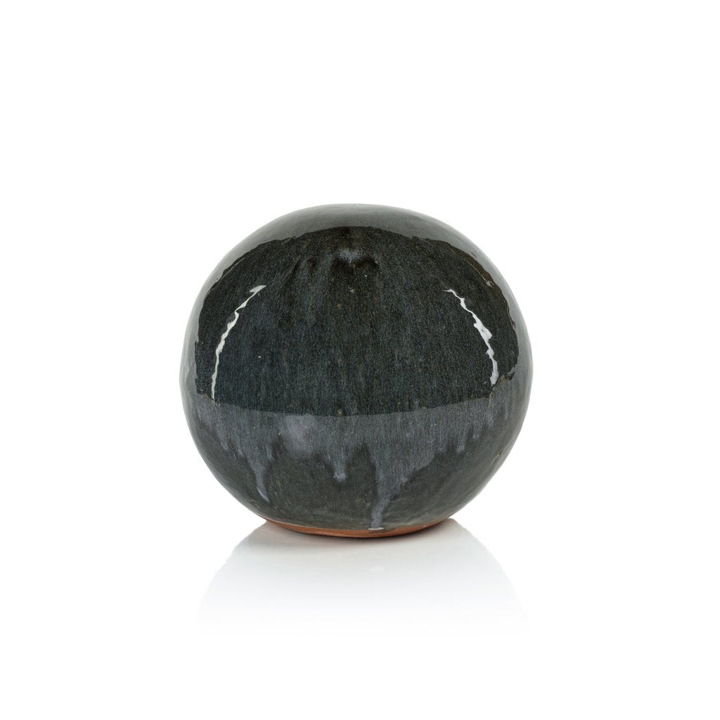 Cortez Blue-Gray Glazed Stoneware Decorative Ball - Decorative Accessories by Carlyle Avenue
