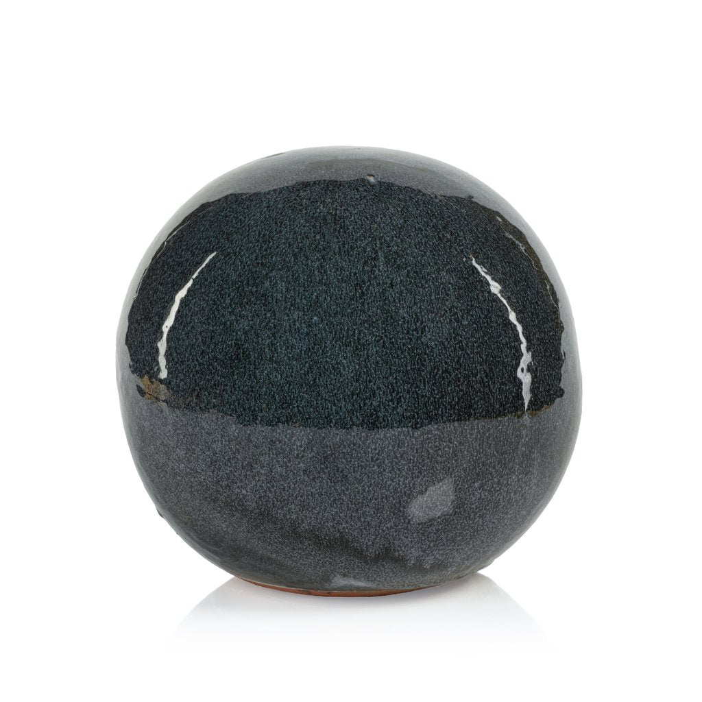 Cortez Blue-Gray Glazed Stoneware Decorative Ball - Decorative Accessories by Carlyle Avenue