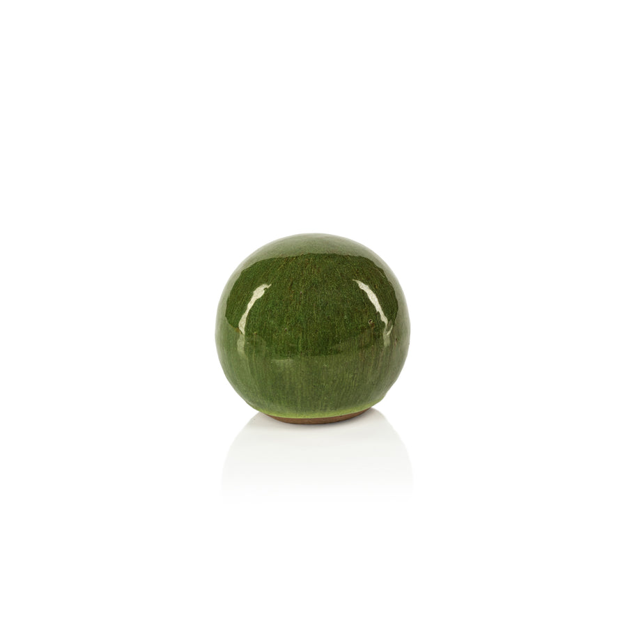 du-Rhône Green Glazed Stoneware Decorative Ball - Decorative Accessories by Carlyle Avenue