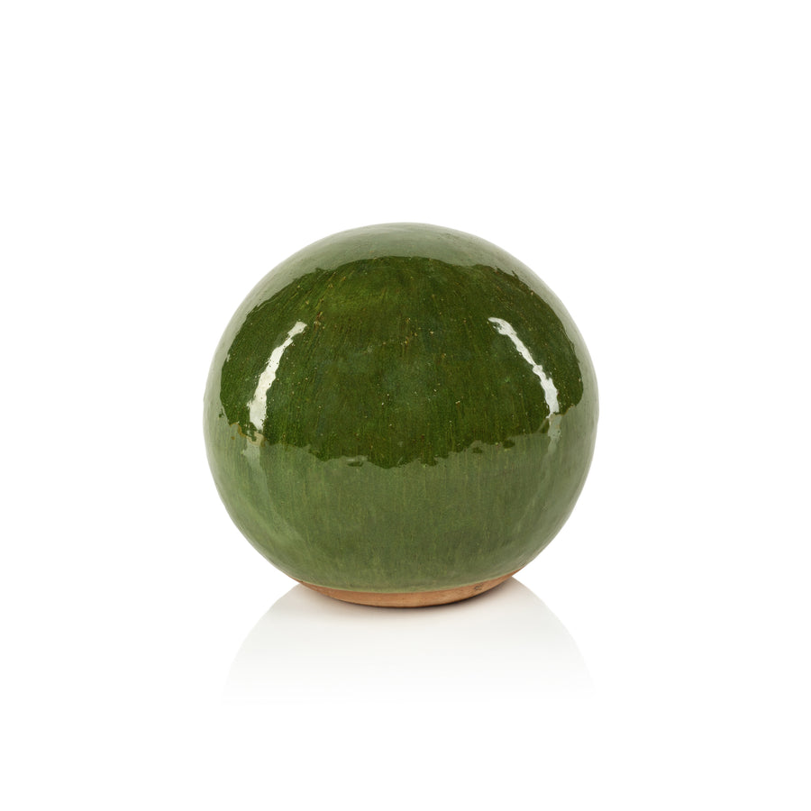 du-Rhône Green Glazed Stoneware Decorative Ball - Decorative Accessories by Carlyle Avenue