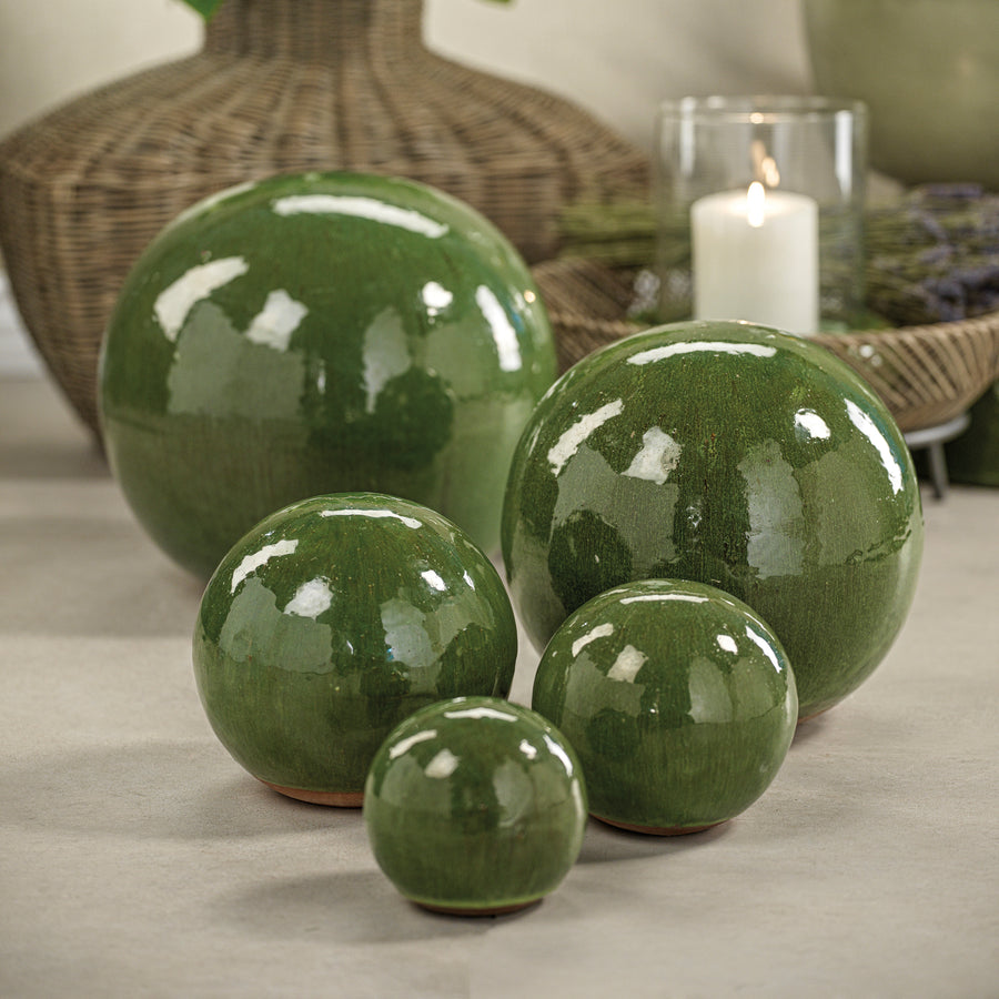 du-Rhône Green Glazed Stoneware Decorative Ball - Decorative Accessories by Carlyle Avenue