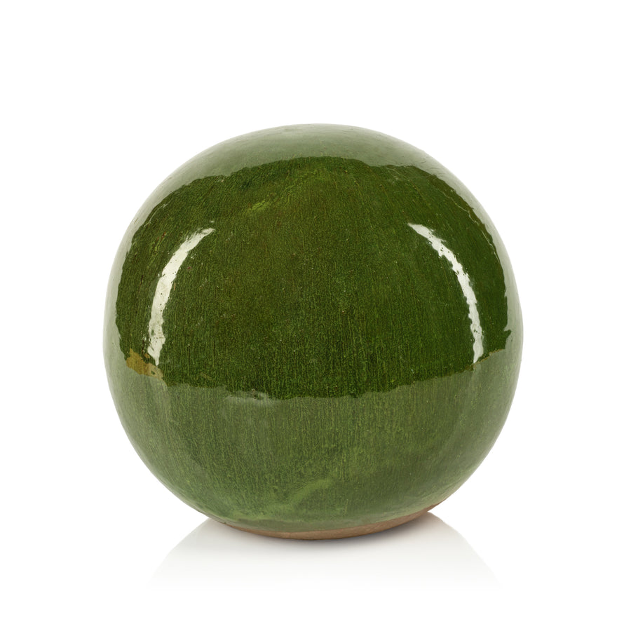 du-Rhône Green Glazed Stoneware Decorative Ball - Decorative Accessories by Carlyle Avenue