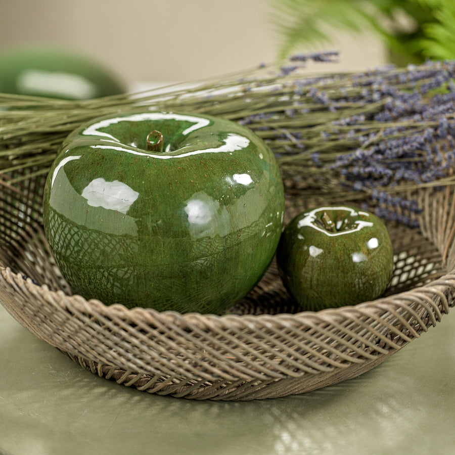 Normandy Green Glazed Stoneware Decorative Apple - Decorative Accessories by Carlyle Avenue
