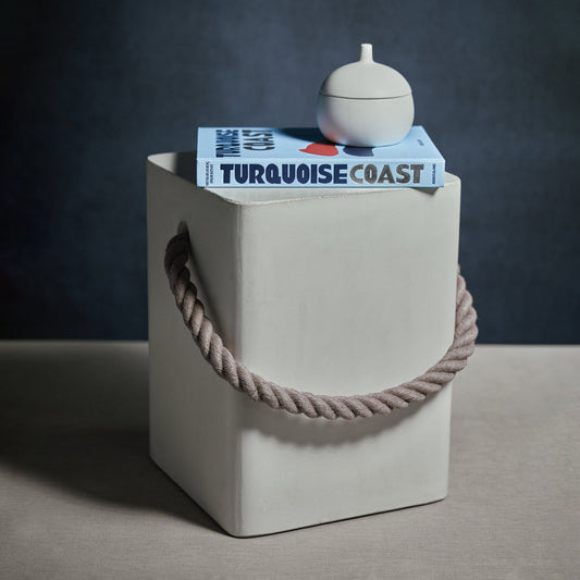 Isola Concrete Stool w/Rope Handle - White - Furniture by Carlyle Avenue