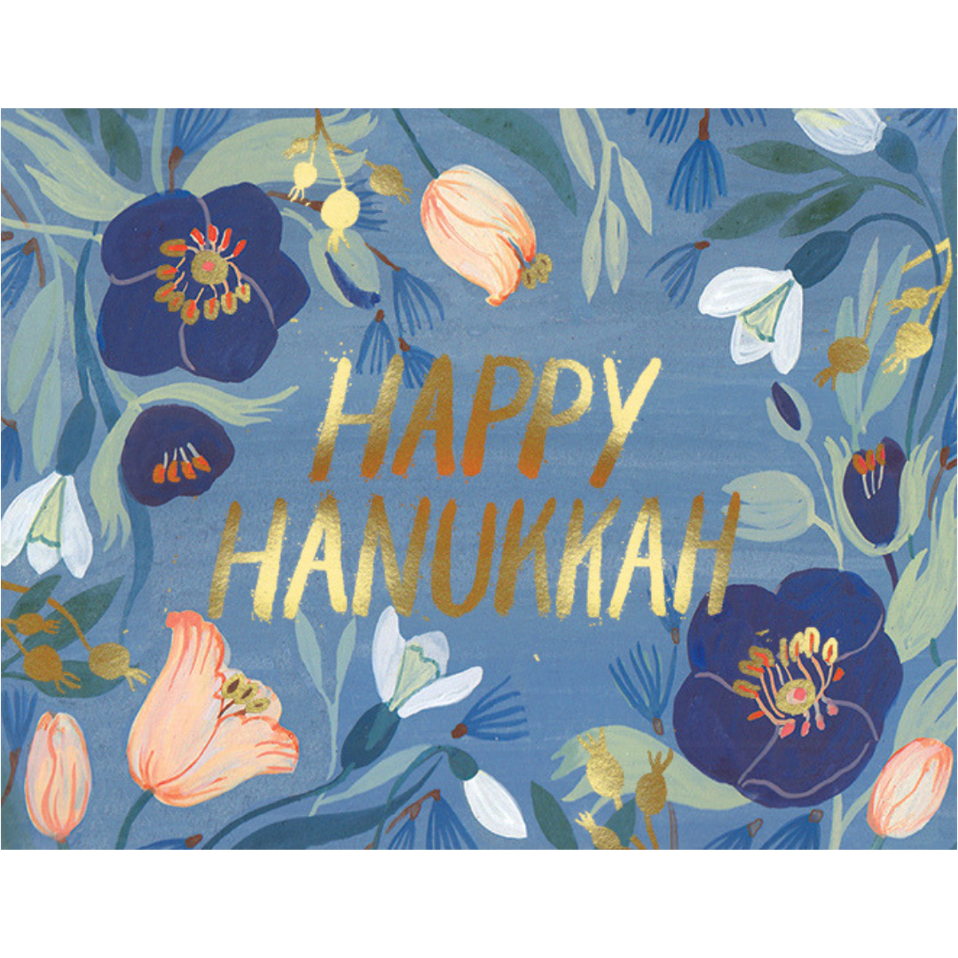 Hannukkah Flowers FOIL Holiday Card - CARLYLE AVENUE