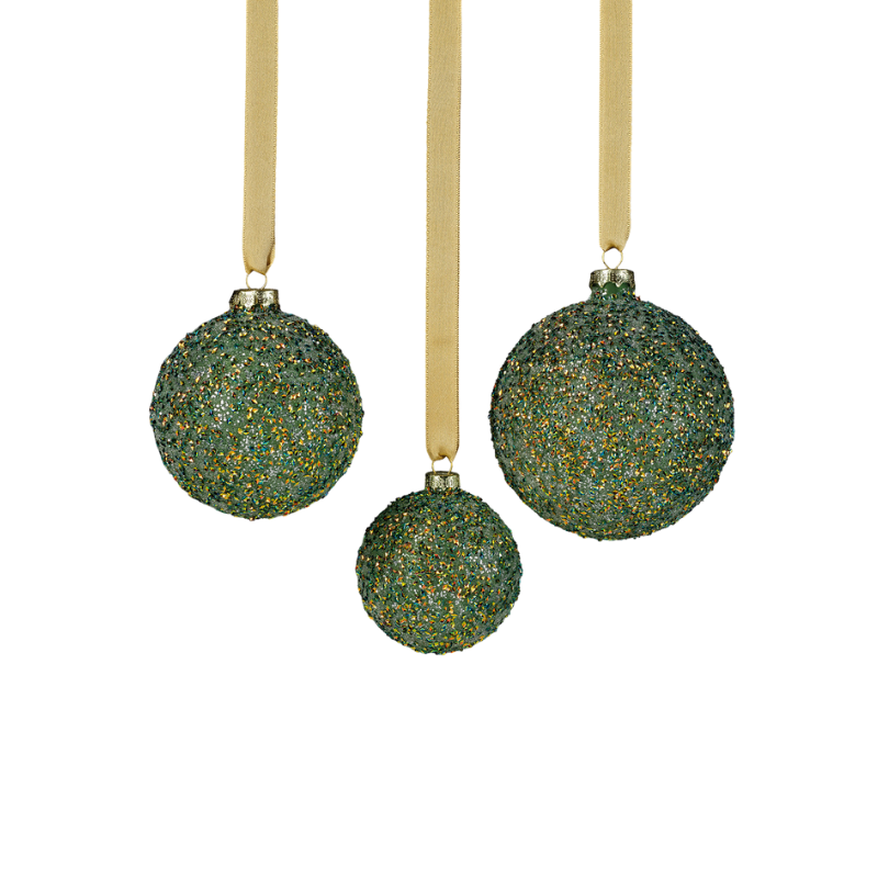 Beaded Glass Ball Ornament - Green