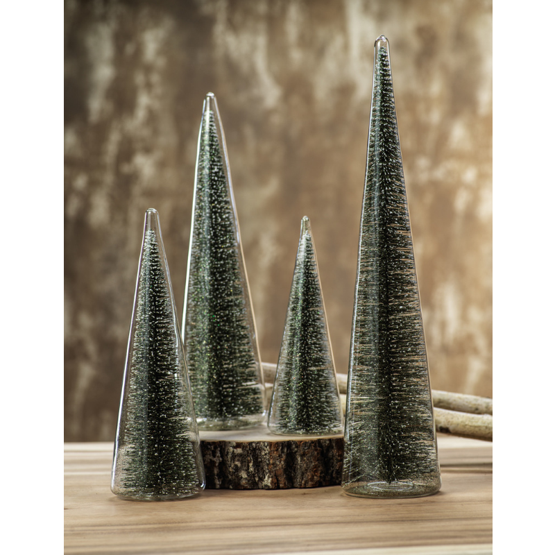 Clear Glass Decorative Tree w/Green Glitter - CARLYLE AVENUE